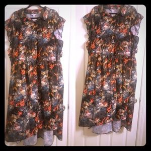 Hi low midway opened blouse